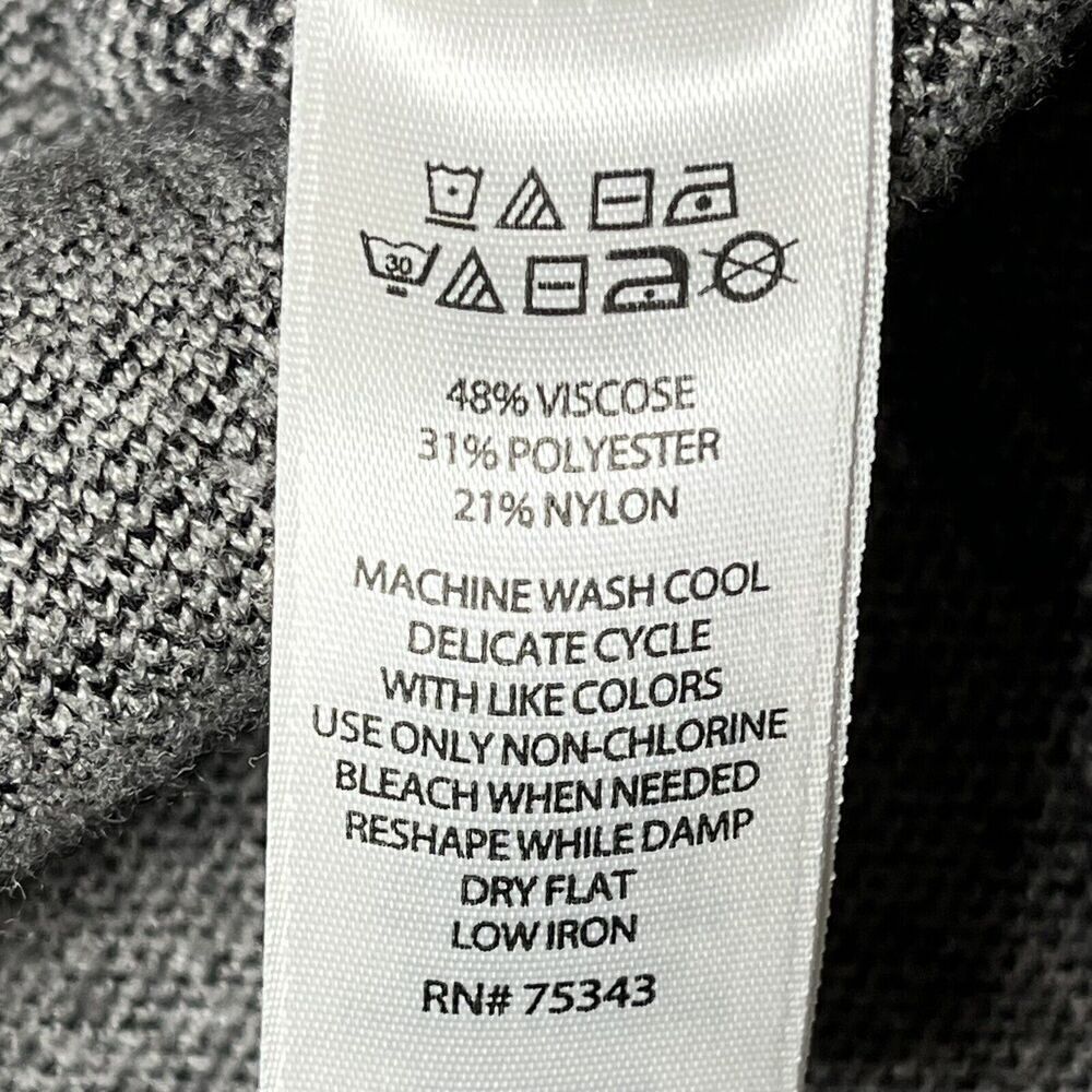 Tahari Sweater Pullover 3/4 Sleeve Gray Windowpanel Plaid Mock Neck Size S - Picture 11 of 11